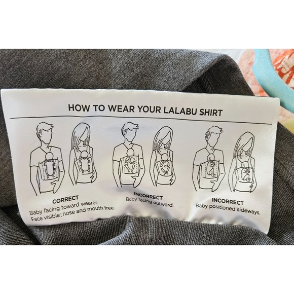 LALABU Woman Soothe Shirt Size L Grey Sleeveless Swaddle Cuddle Infant Carrier - Picture 6 of 8